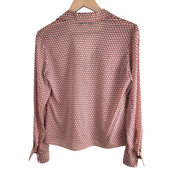 Equipment Geometric Pattern Silk Button Down Shirt Long Sleeve Red size M - Picture 2 of 8